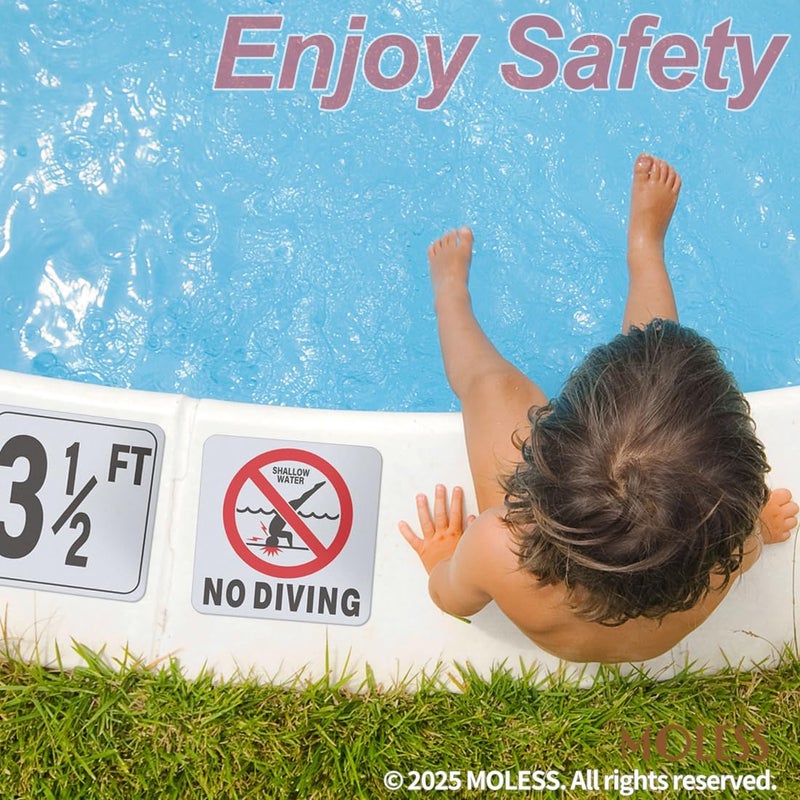 MOLESS NO DIVING Pool Stickers – 6x6″ Anti-Slip Vinyl Tile Stickers for Swimming Pool Safety Signs, Adhesive Pool Depth Markers for Decks, NO DIVING (1 Pack) - Image 5